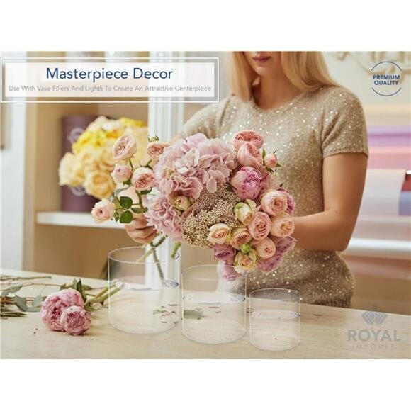 Royal Imports Flower Acrylic Vase Decorative Centerpiece for Home or Wedding - Picture 2 of 7